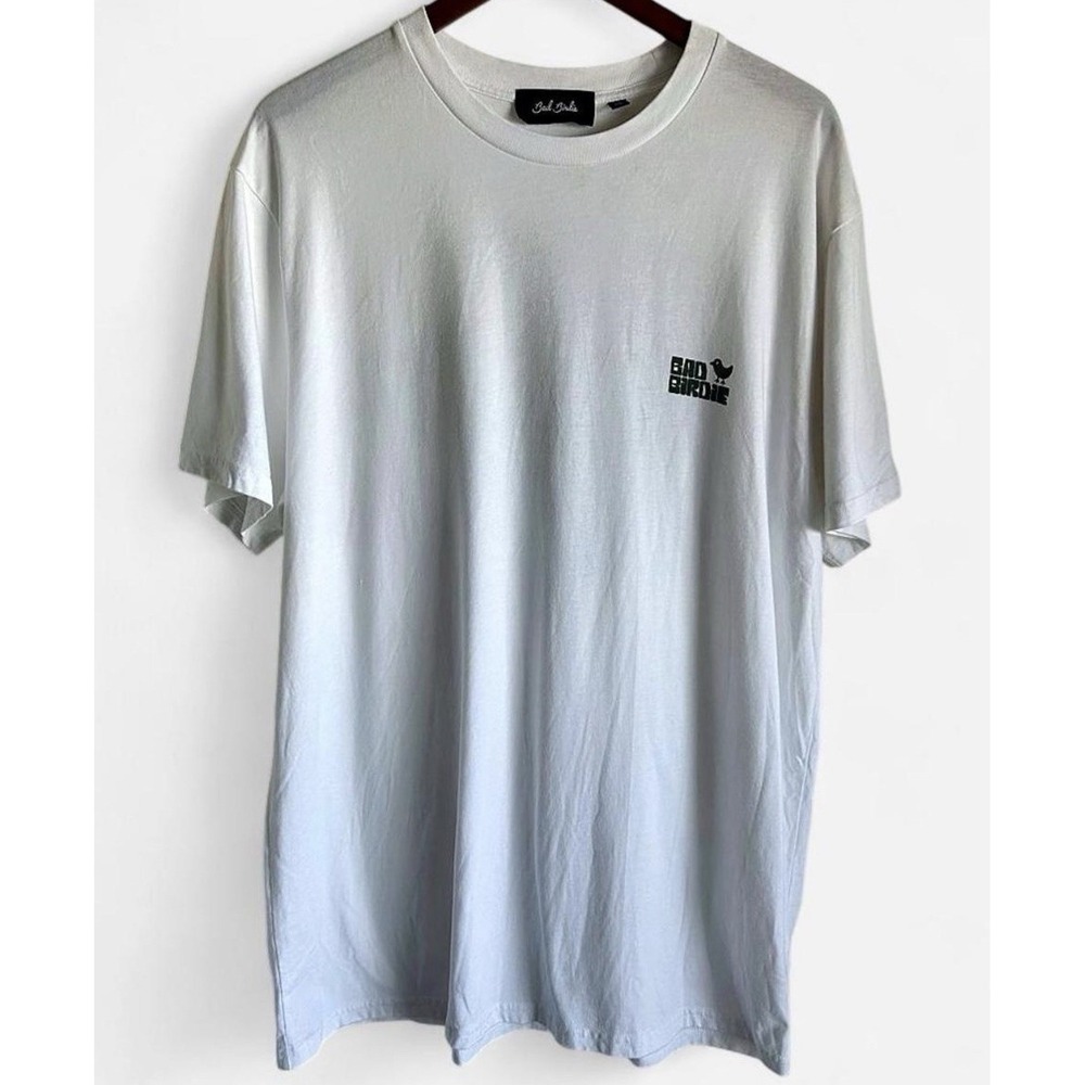 Bad Birdie Men's White Graphic Logo Print Crew Neck Short Sleeve T-Shirt XXL